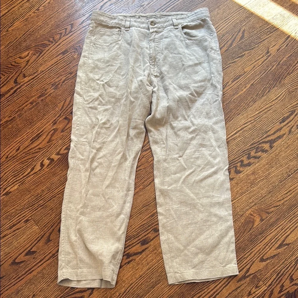 Ermenegildo Zegna Men’s 38 Tan Chinos Classic Linen Style